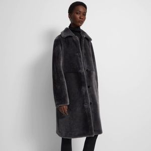 Brand New Theory Reversible Shearling Coat - Dark Ash XS